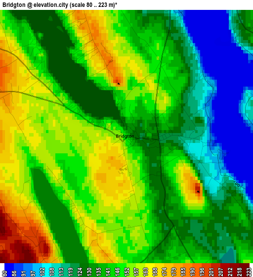 Bridgton elevation map