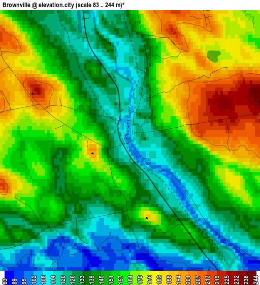 Brownville elevation map