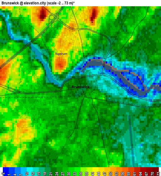 Brunswick elevation map
