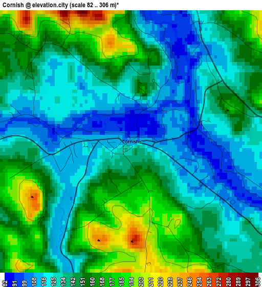 Cornish elevation map