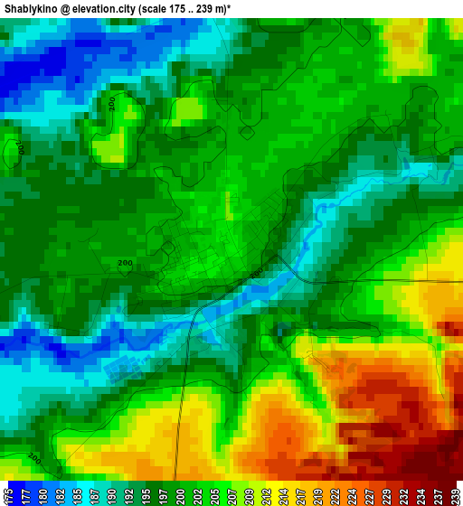 Shablykino elevation map