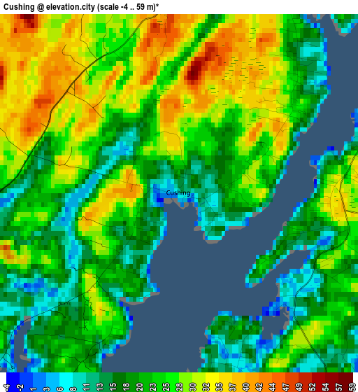 Cushing elevation map