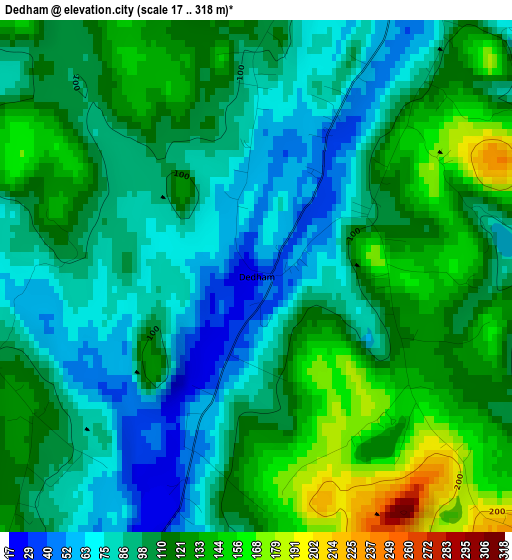 Dedham elevation map