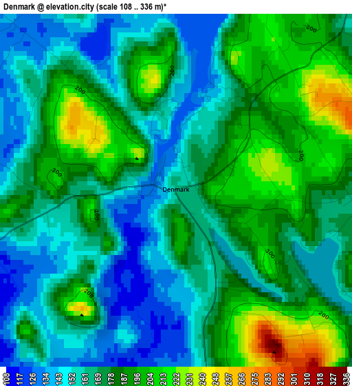 Denmark elevation map