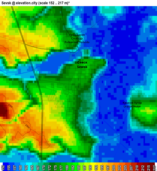 Sevsk elevation map