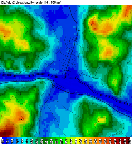 Dixfield elevation map