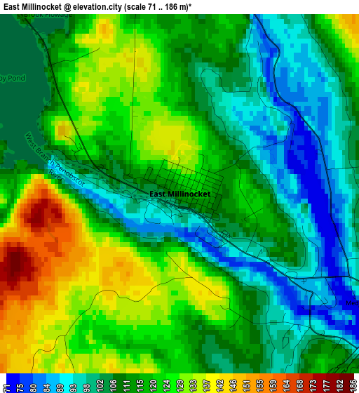 East Millinocket elevation map