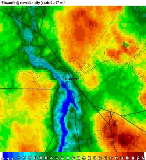 Ellsworth elevation map