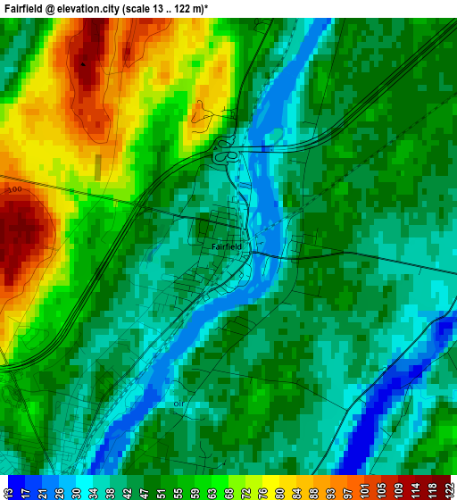 Fairfield elevation map