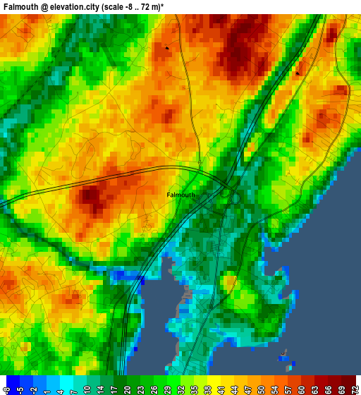 Falmouth elevation map