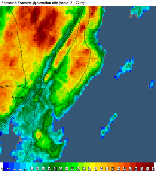 Falmouth Foreside elevation map