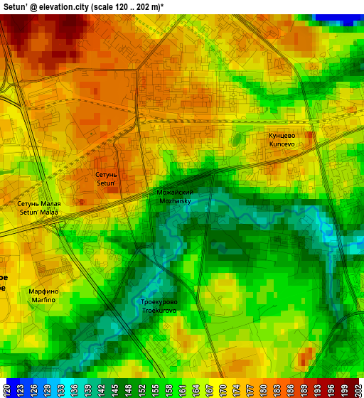 Setun’ elevation map