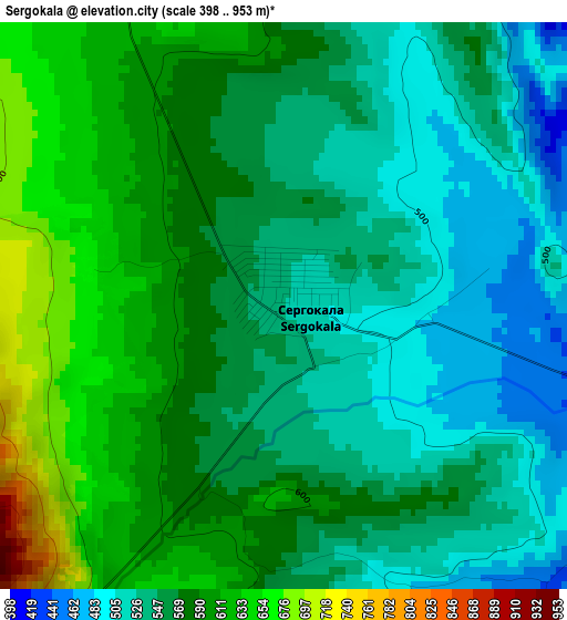 Sergokala elevation map