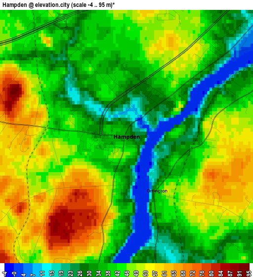 Hampden elevation map