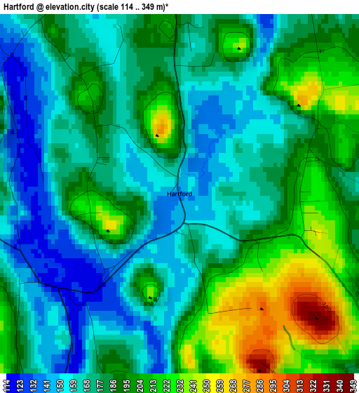 Hartford elevation map