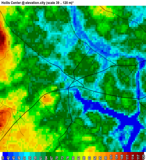 Hollis Center elevation map