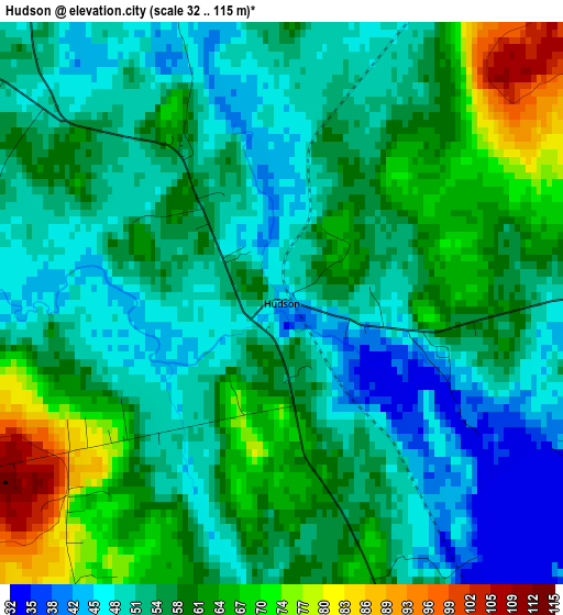 Hudson elevation map