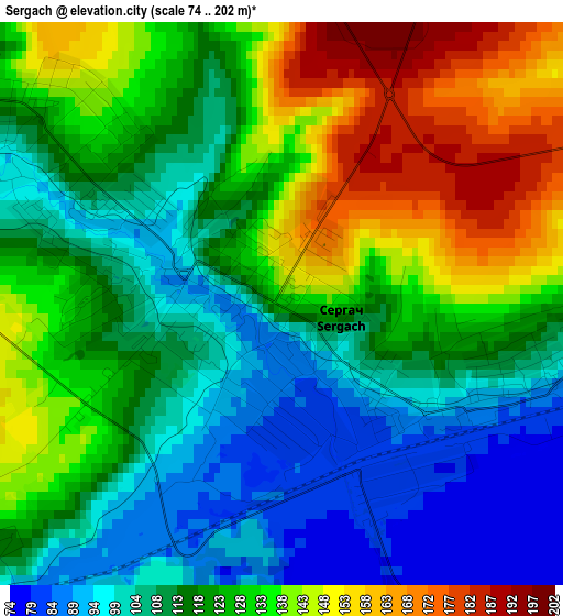 Sergach elevation map