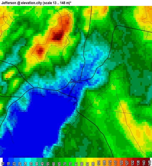 Jefferson elevation map