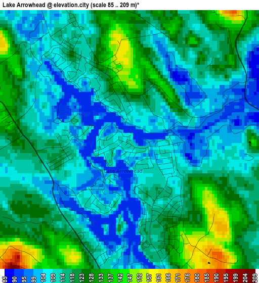 Lake Arrowhead elevation map