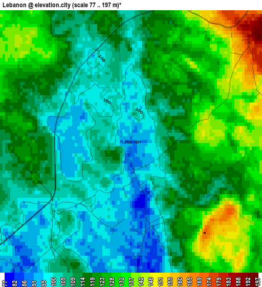 Lebanon elevation map