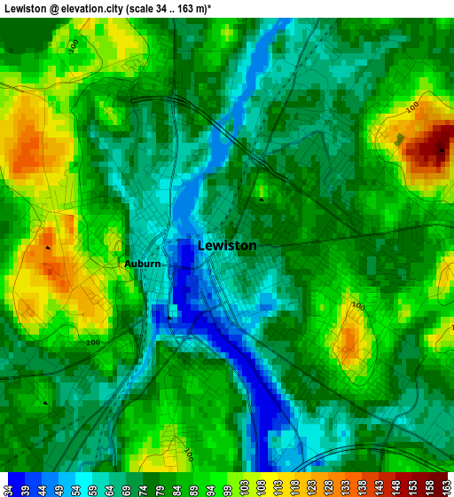 Lewiston elevation map