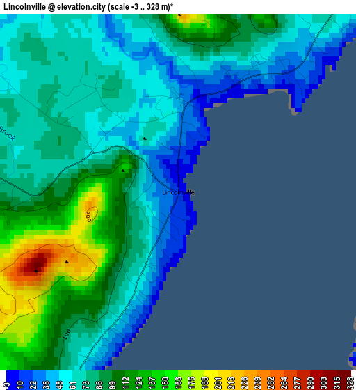 Lincolnville elevation map