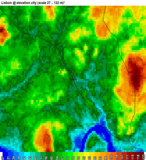 Lisbon elevation map