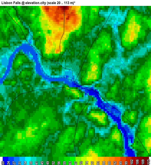 Lisbon Falls elevation map