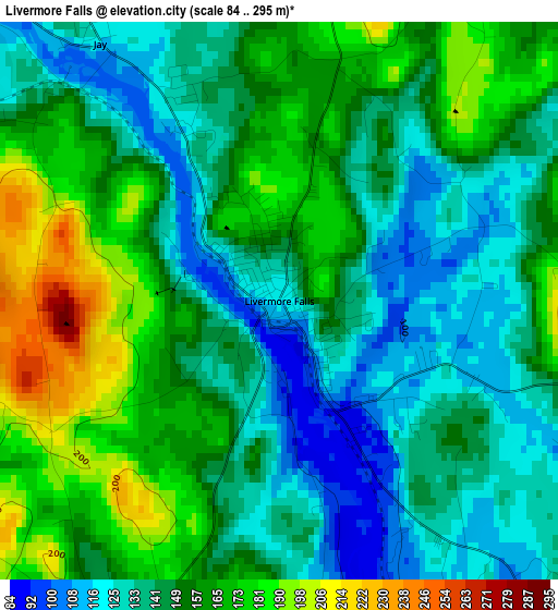 Livermore Falls elevation map