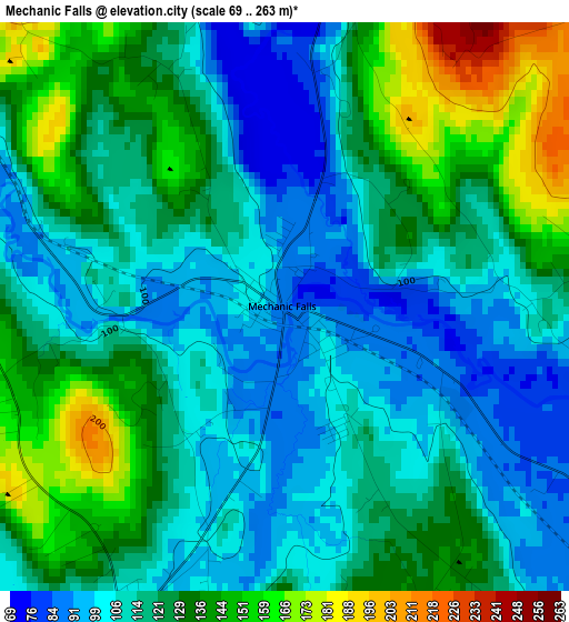 Mechanic Falls elevation map