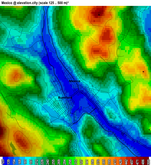 Mexico elevation map