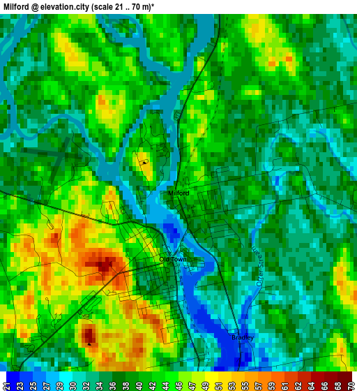 Milford elevation map