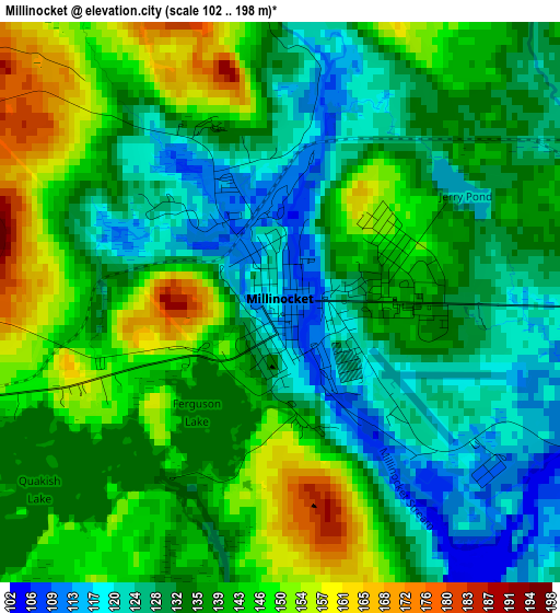 Millinocket elevation map