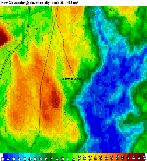 New Gloucester elevation map