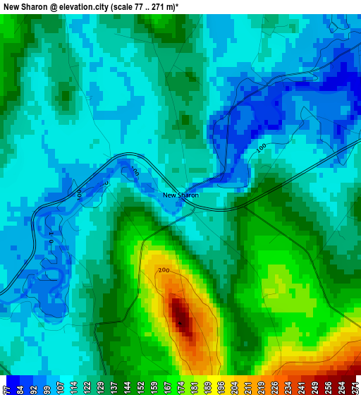 New Sharon elevation map