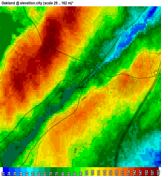 Oakland elevation map