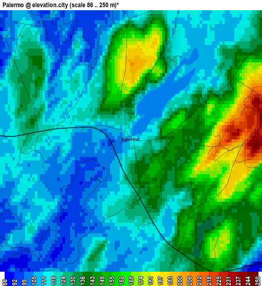 Palermo elevation map