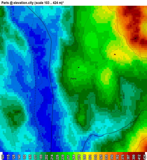 Paris elevation map