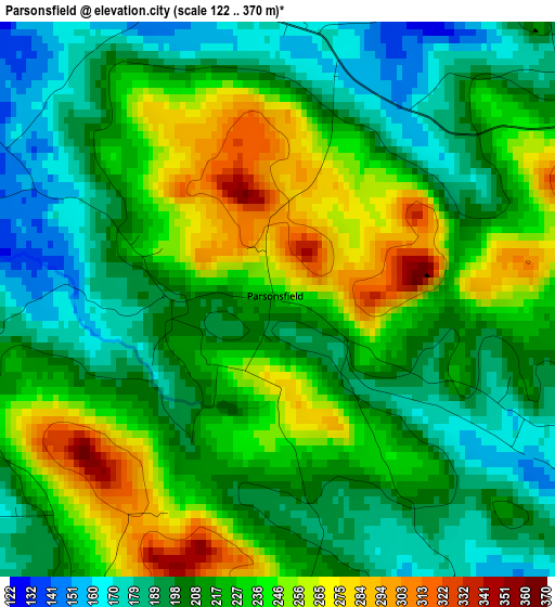 Parsonsfield elevation map