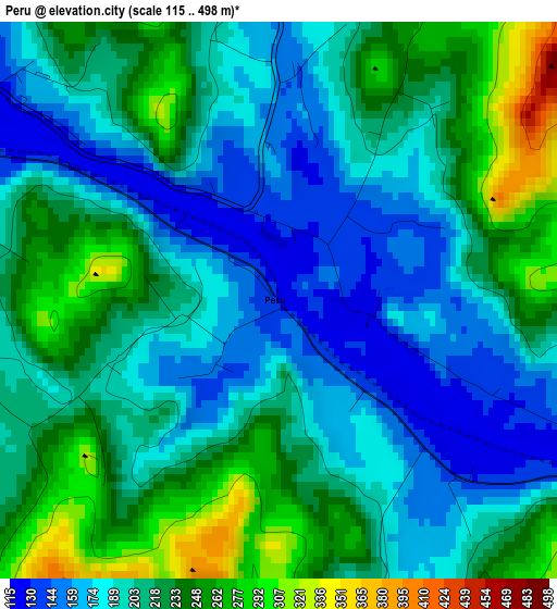 Peru elevation map