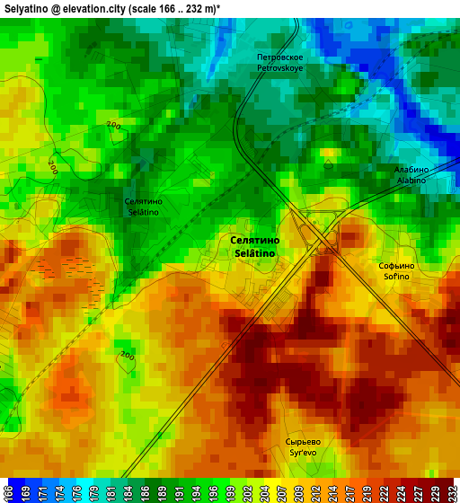 Selyatino elevation map