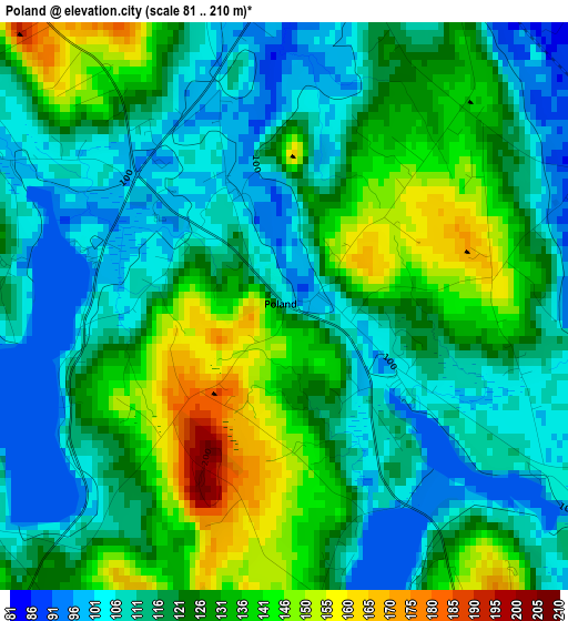 Poland elevation map