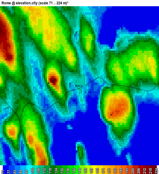 Rome elevation map