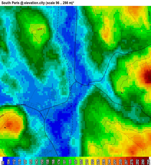 South Paris elevation map