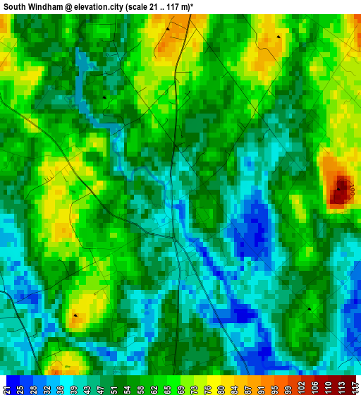 South Windham elevation map