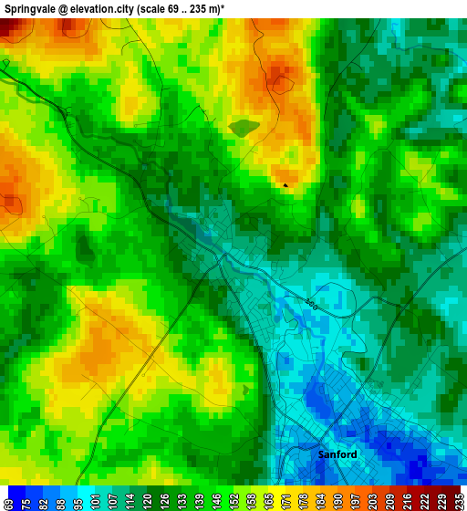 Springvale elevation map