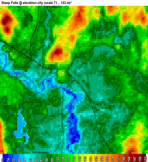 Steep Falls elevation map