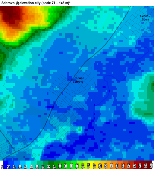 Sebrovo elevation map