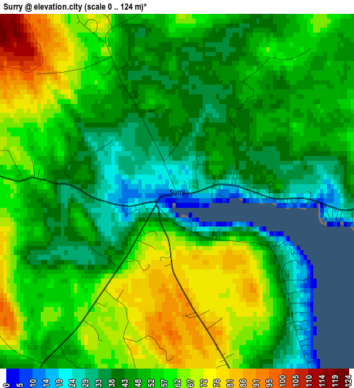 Surry elevation map